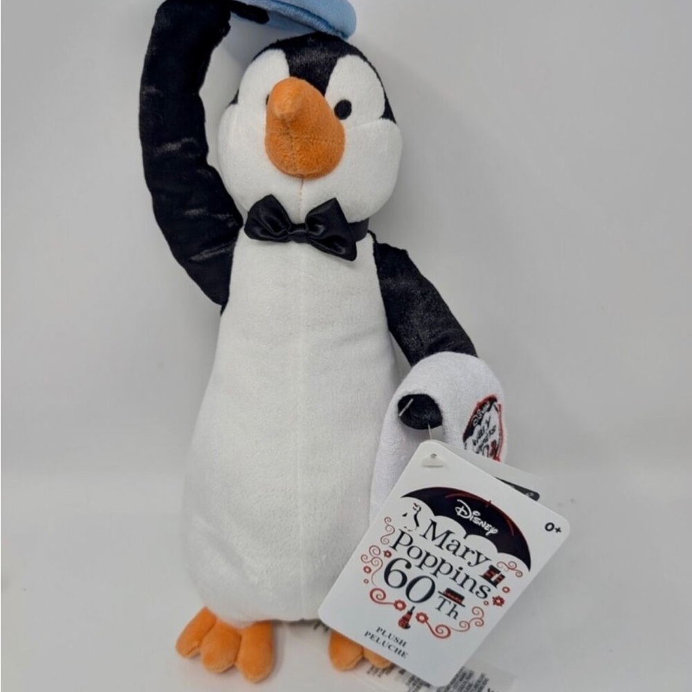 Disney Penguin Plush with Blue Hat and Black Bow Tie